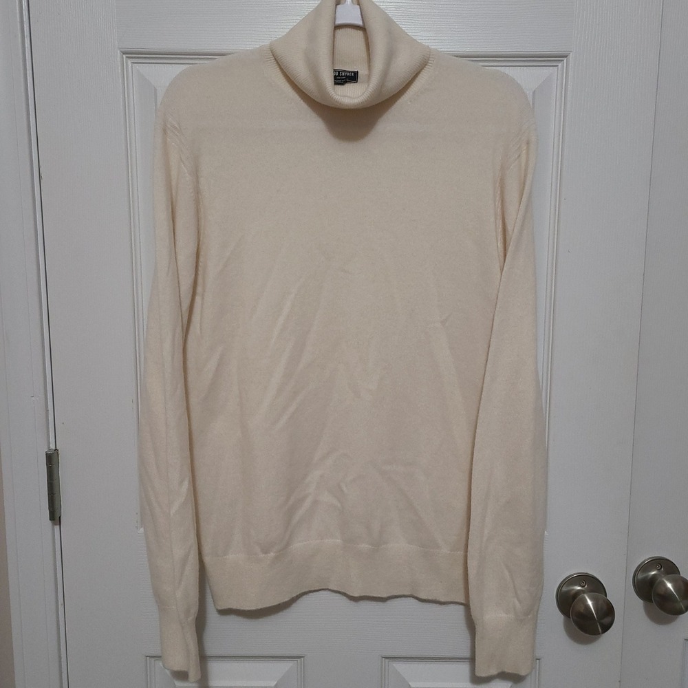 Todd Snyder 100% Cashmere Turtleneck Sweater Mens M Ivory Cream Luxury Knit
